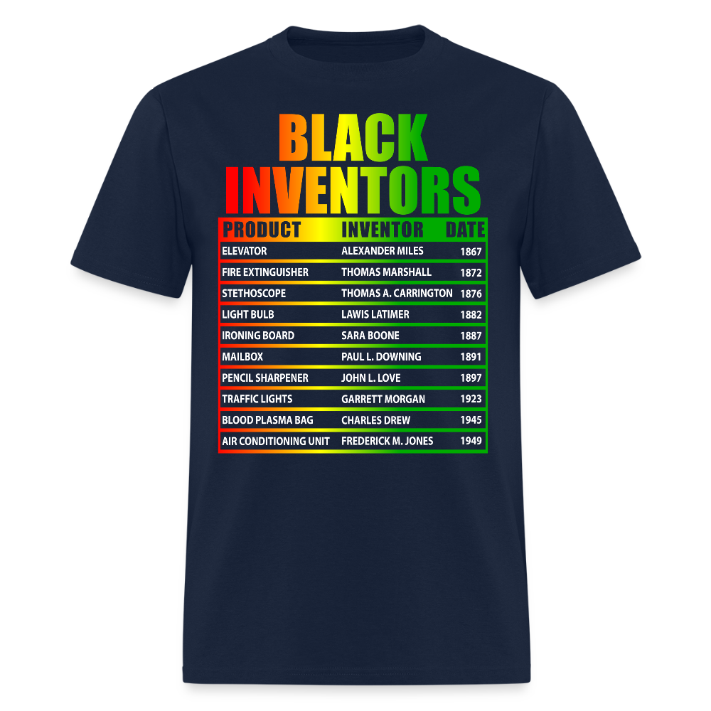 Black History Inventors Cultural Awareness T-Shirt - navy