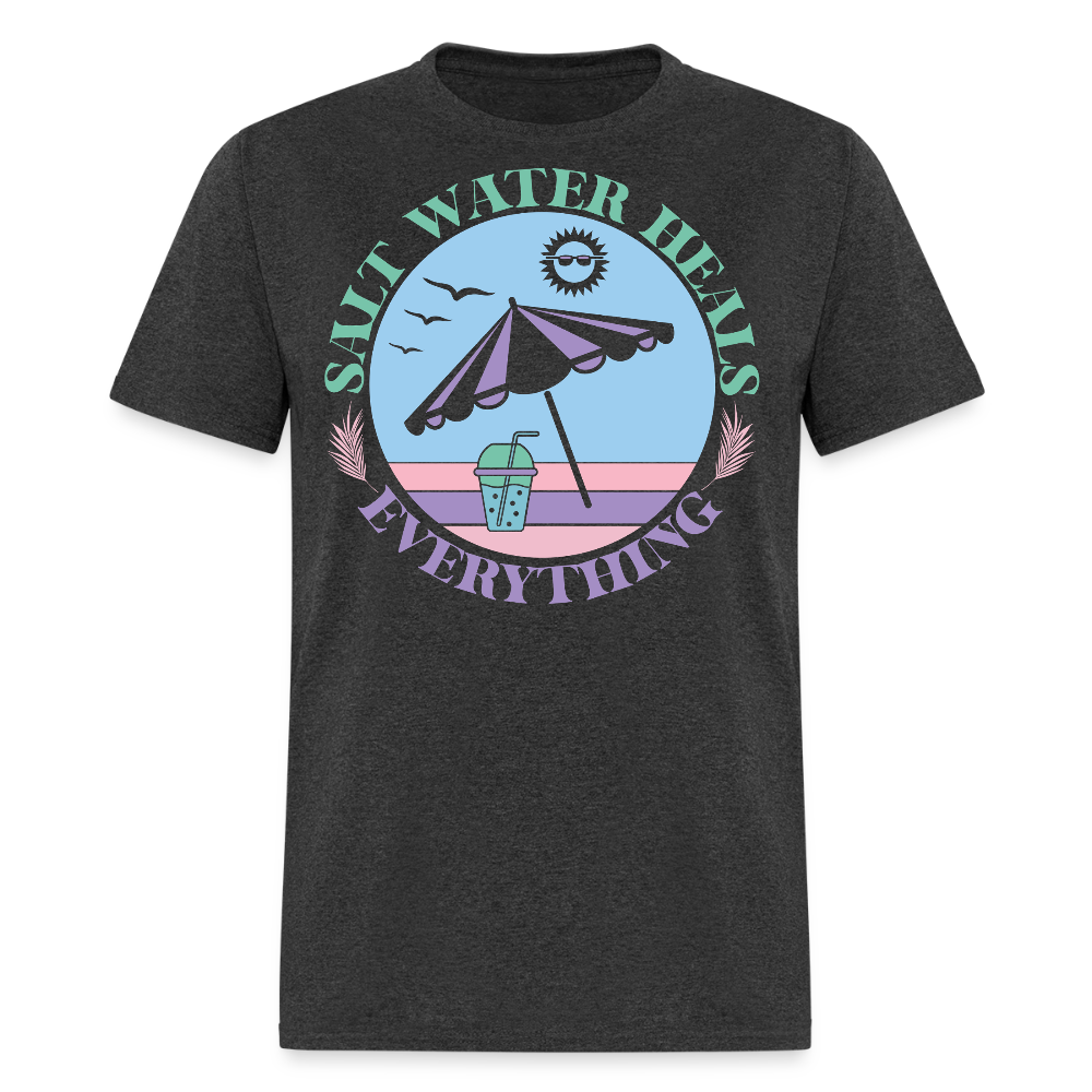 Salt Water Heals Everything Coastal Vacation T-shirt - heather black