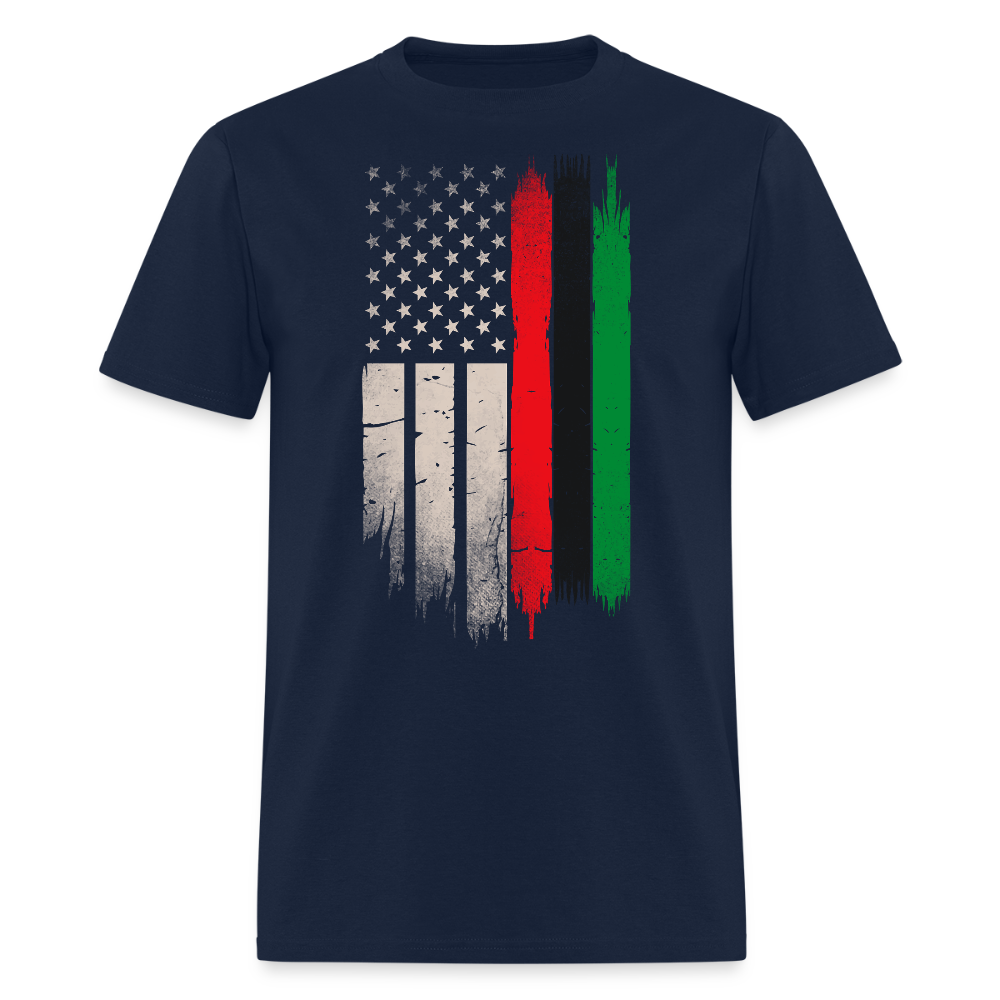 African American Flag Juneteenth Pride T-Shirt - navy