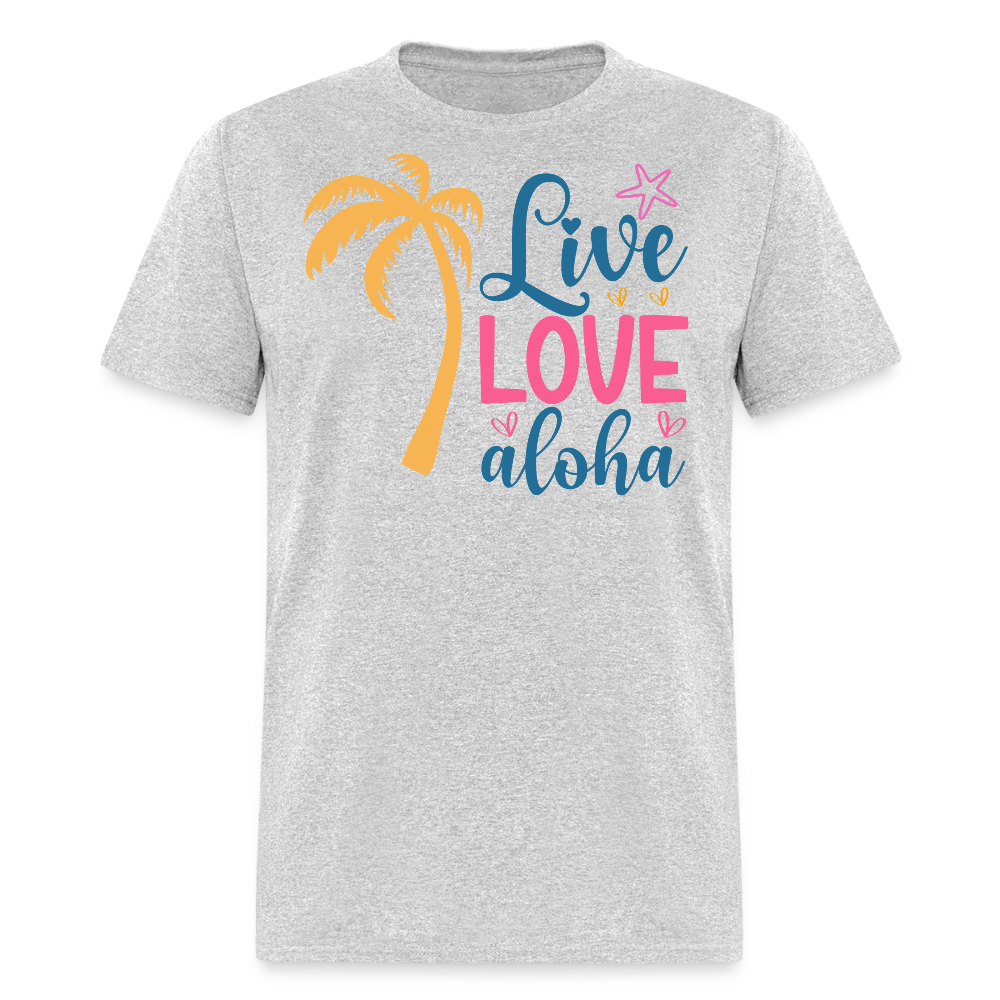 Live Love Aloha Tropical Vacation T-shirt - heather gray