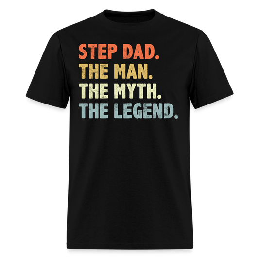 Retro The Man The Myth The Legend Stepdad T-shirt - black