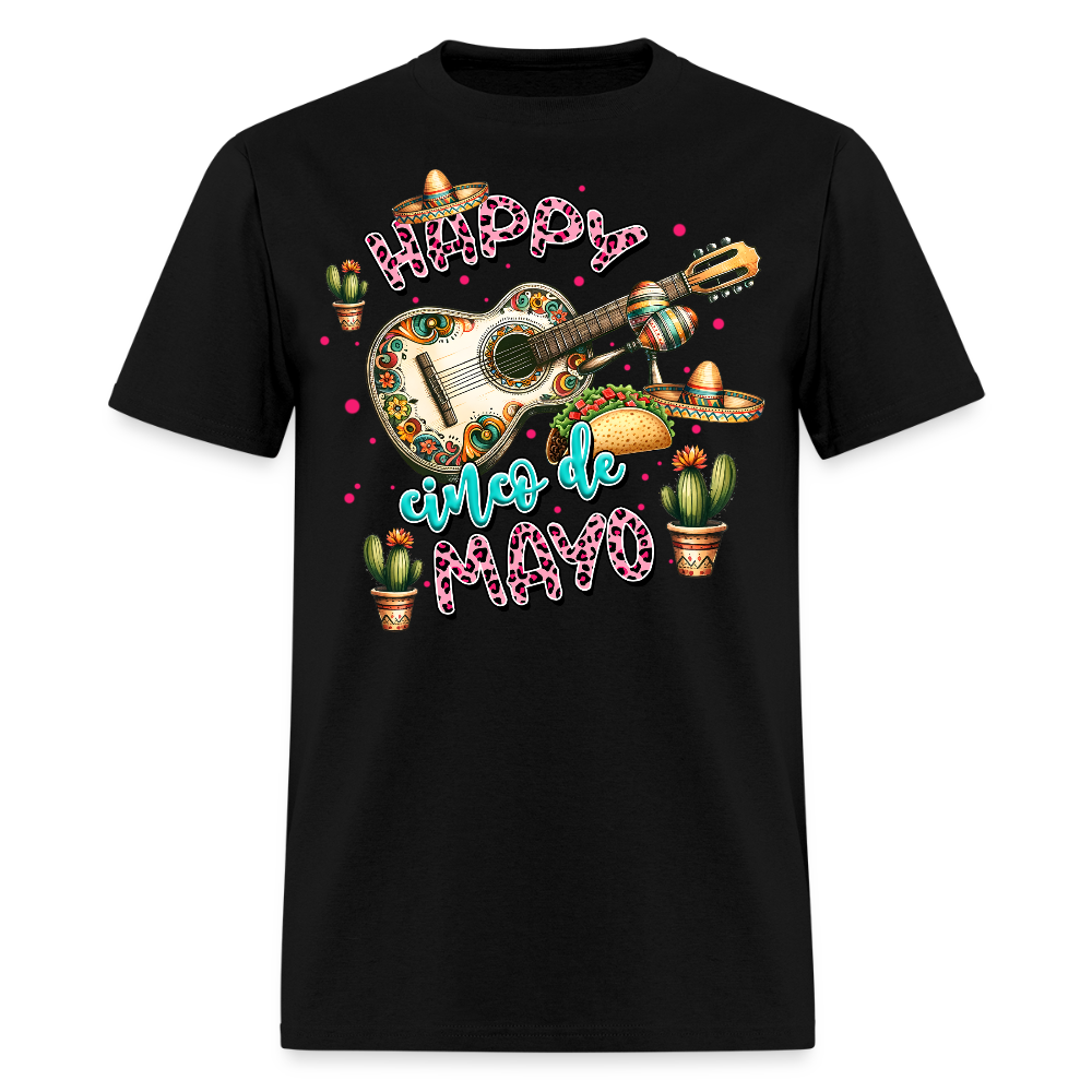 Cinco de Mayo Festive Shirt Mexican Culture Party Tee With Guitar And Sombrero T-shirt - black