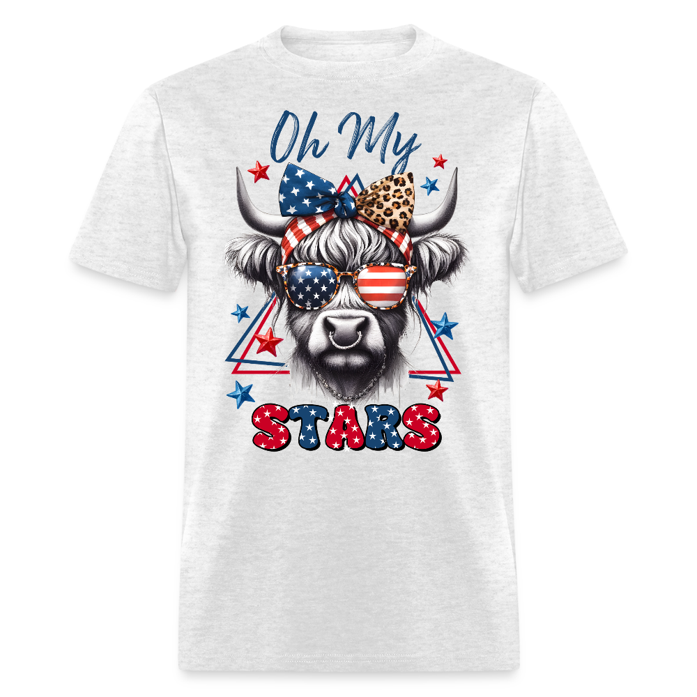 Oh My Stars Patriotic Highland Cow T-Shirt - light heather gray