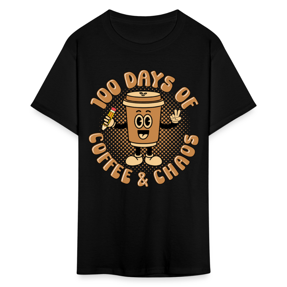 Teacher Caffeine Tee for School Days Coffee and Chaos T-shirt - black