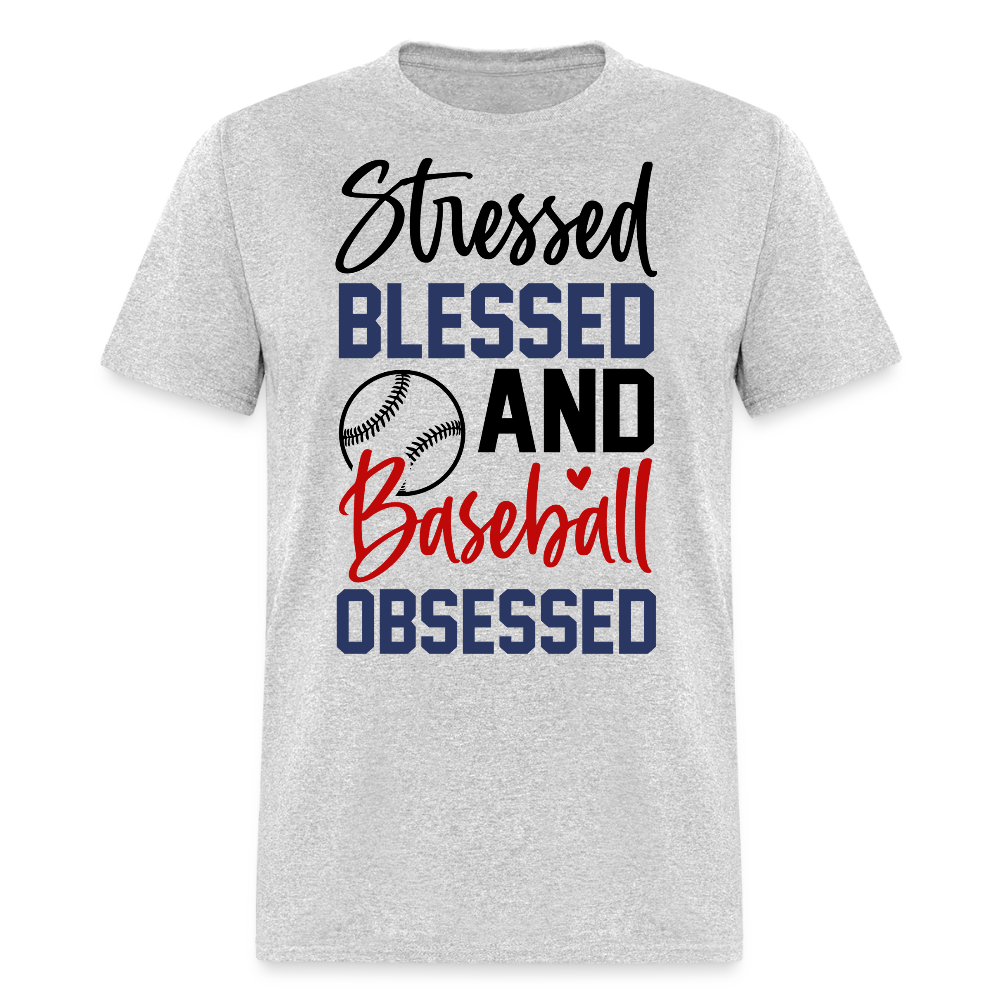 Stressed Blessed And Baseball Obsessed Women's T-shirt - heather gray