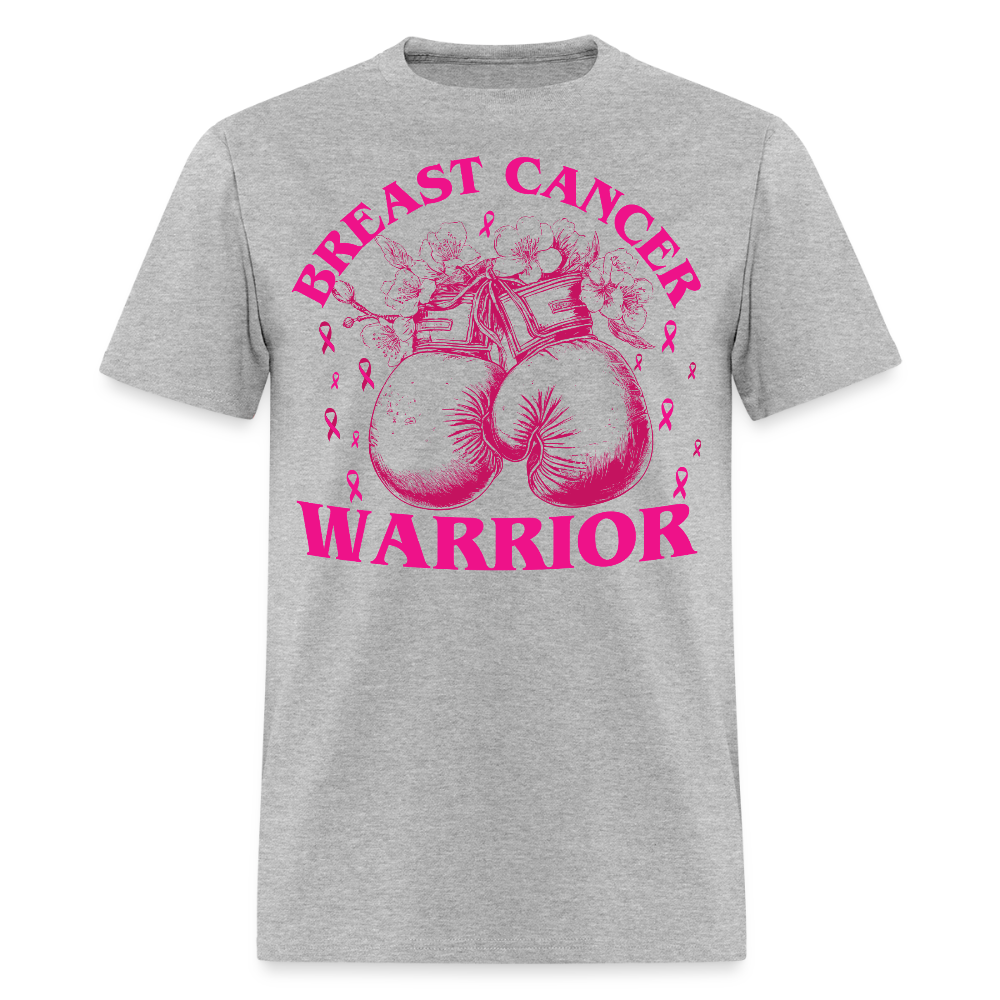 Pink Ribbon Boxer Gloves Breast Cancer T-Shirt - heather gray