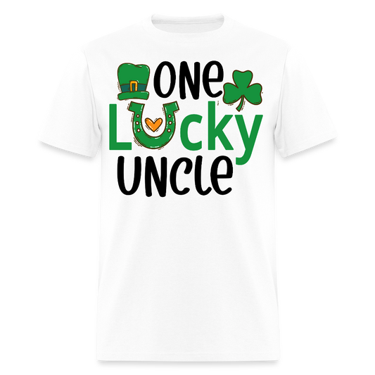 Lucky Uncle Green Leprechaun Hat St Patrick’s T-shirt - white