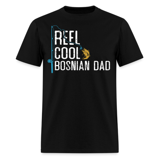 Funny Reel Cool Bosnian Dad Fishing T-shirt - black