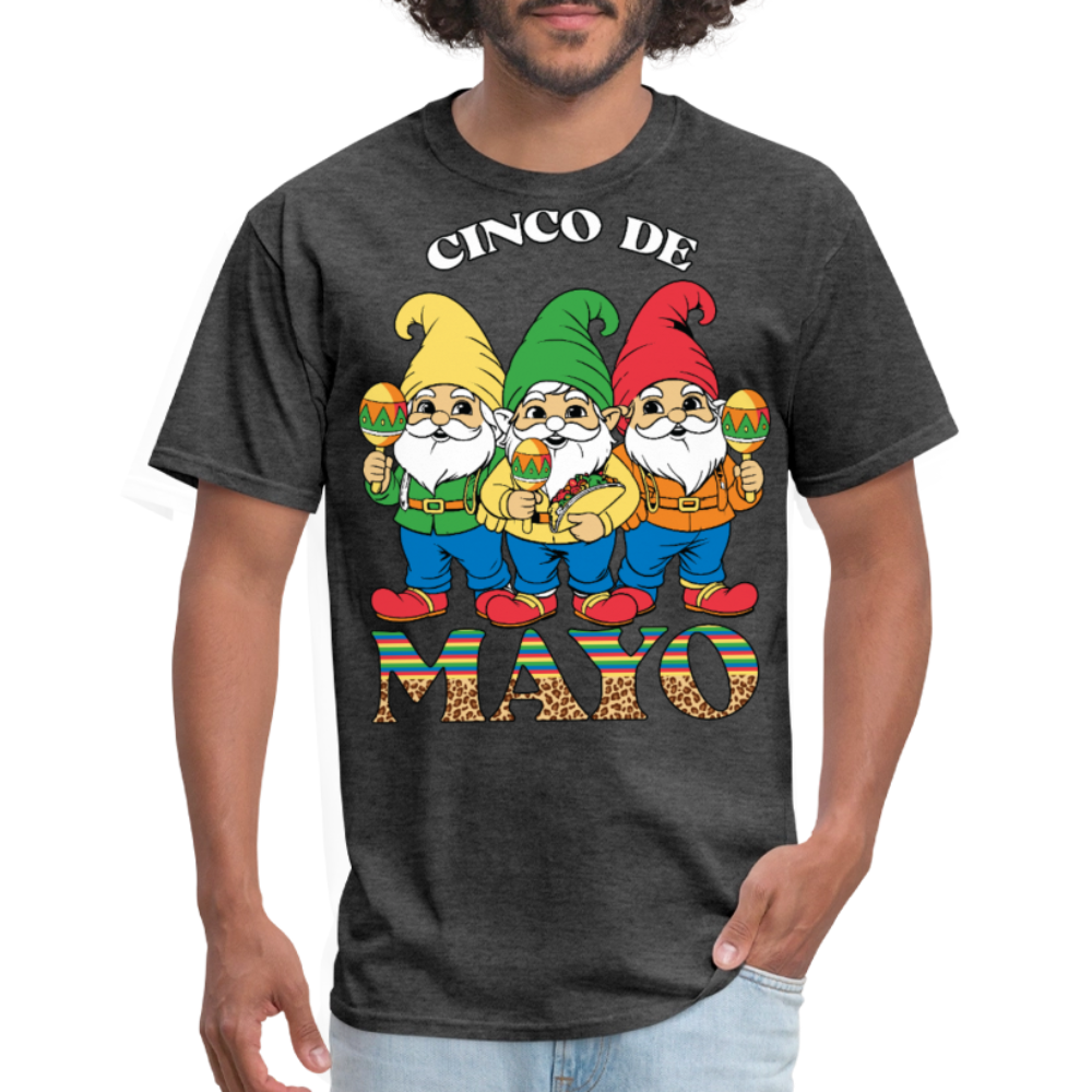 Cute Gnome Mexican Fiesta Tee Funny Cinco De Mayo Gnome T-shirt - heather black