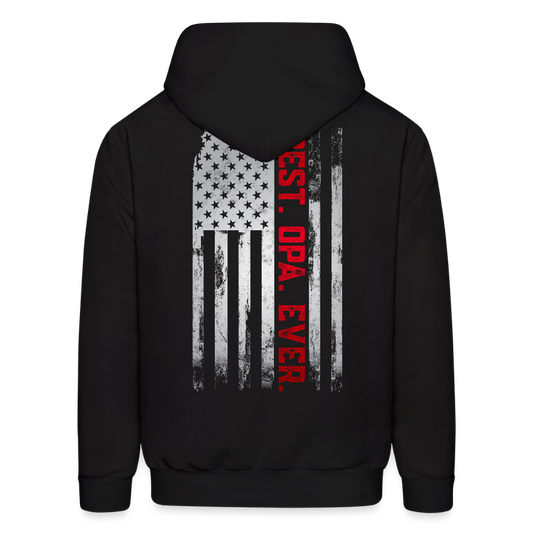 Unique Opa Gift With USA Flag Hoodie - black