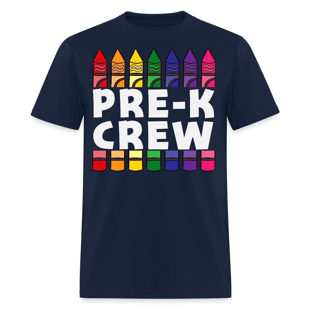 Colorful Pre-K Team Crayon T-Shirt - navy