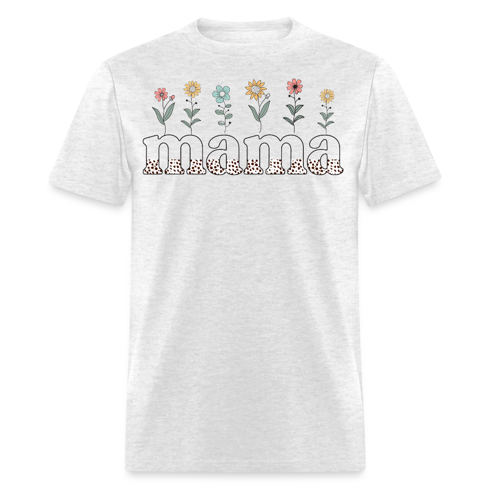 Motherhood Floral Graphic Cute floral Mama T-shirt - light heather gray