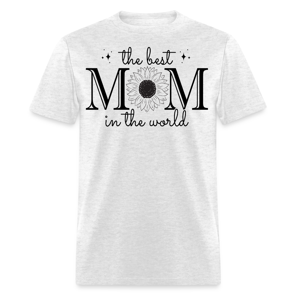 Mother's Day Sunflower Print World's Best Mom T-shirt - light heather gray