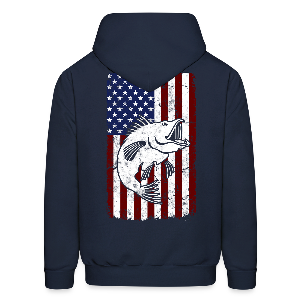 Patriotic Bass Fishing USA Fisherman Hoodie - navy
