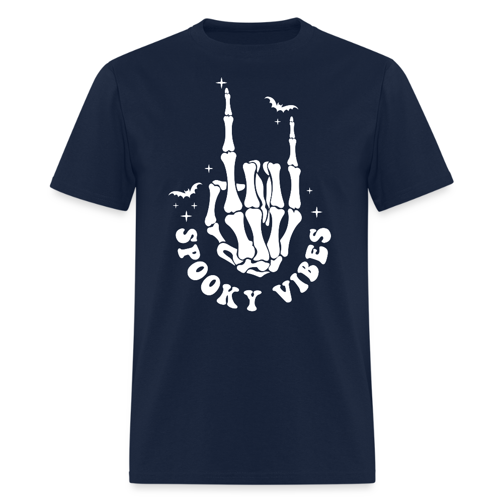 Spooky Vibes Halloween Rock On T-Shirt - navy