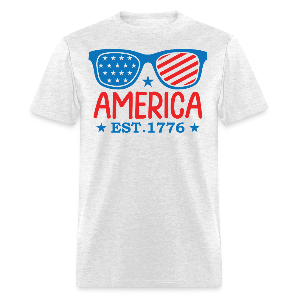 America Est 1776 Summer Patriotic T-Shirt - light heather gray