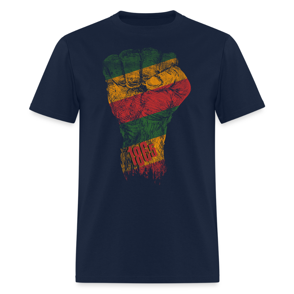 Juneteenth Black Power Raised Fist Unity T-Shirt - navy