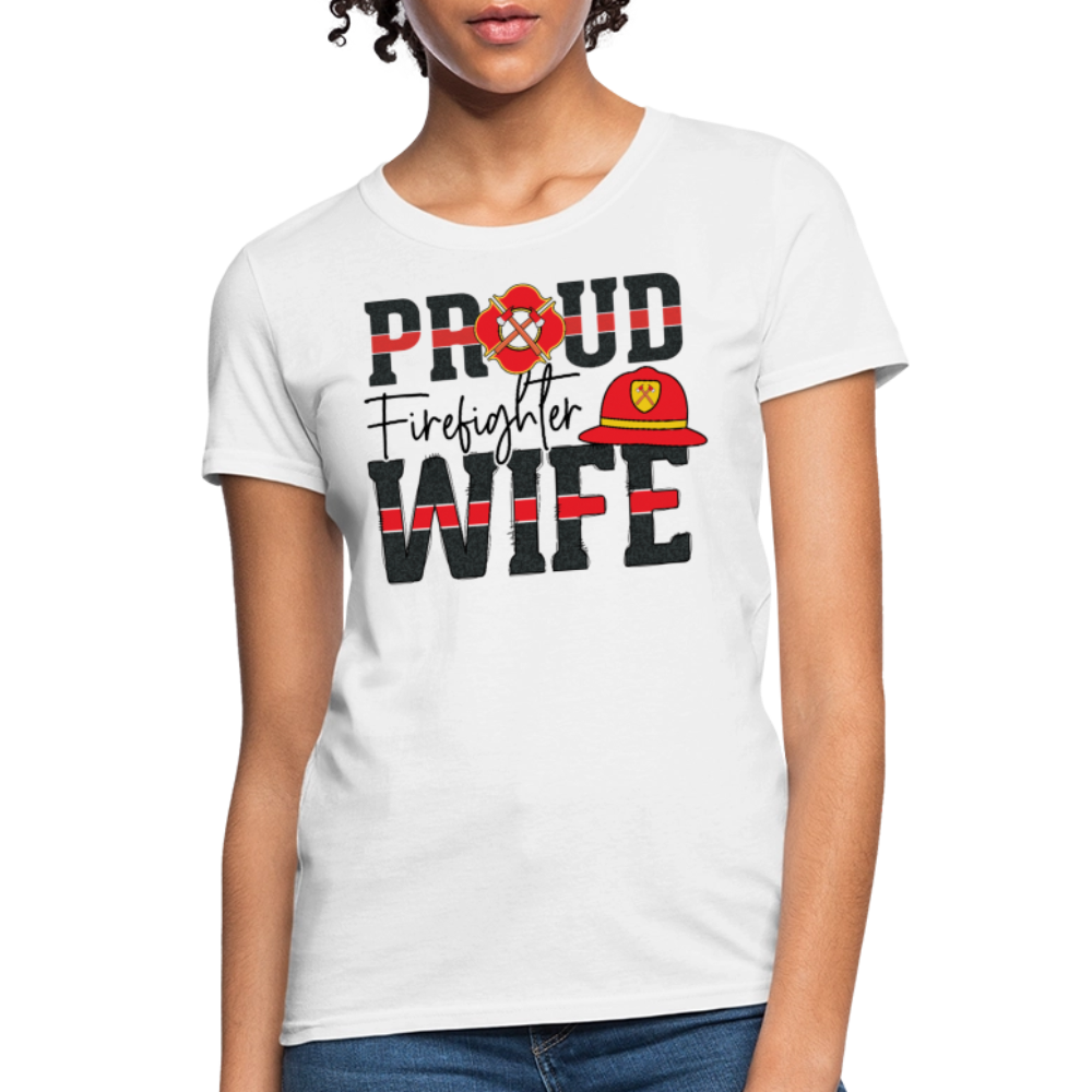 Proud Firefighter Wife Gifts For Women Firefighters T-Shirt - white