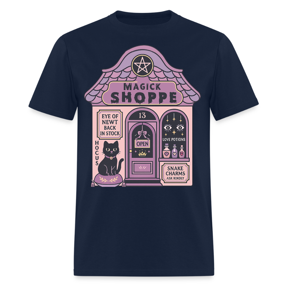 Magick Shoppe Tee with Cute Cat T-Shirt - navy
