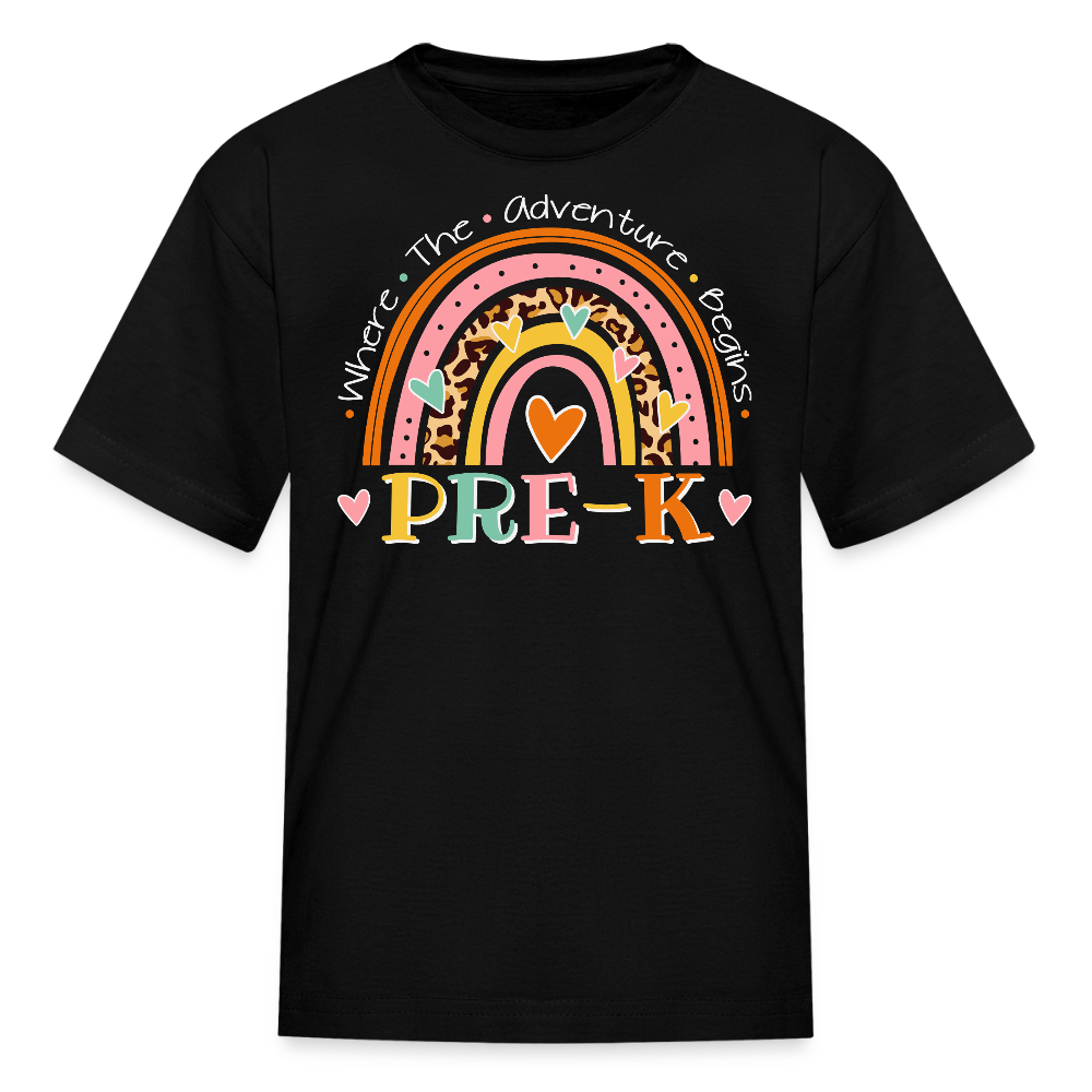 Pre-K Where The Adventure Begins Kids' T-Shirt - black