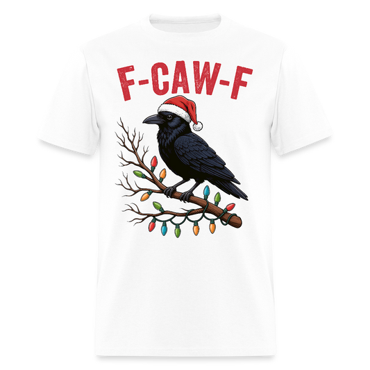 Funny F-Caw-F Christmas Crow Wearing Santa Hat T-Shirt - white