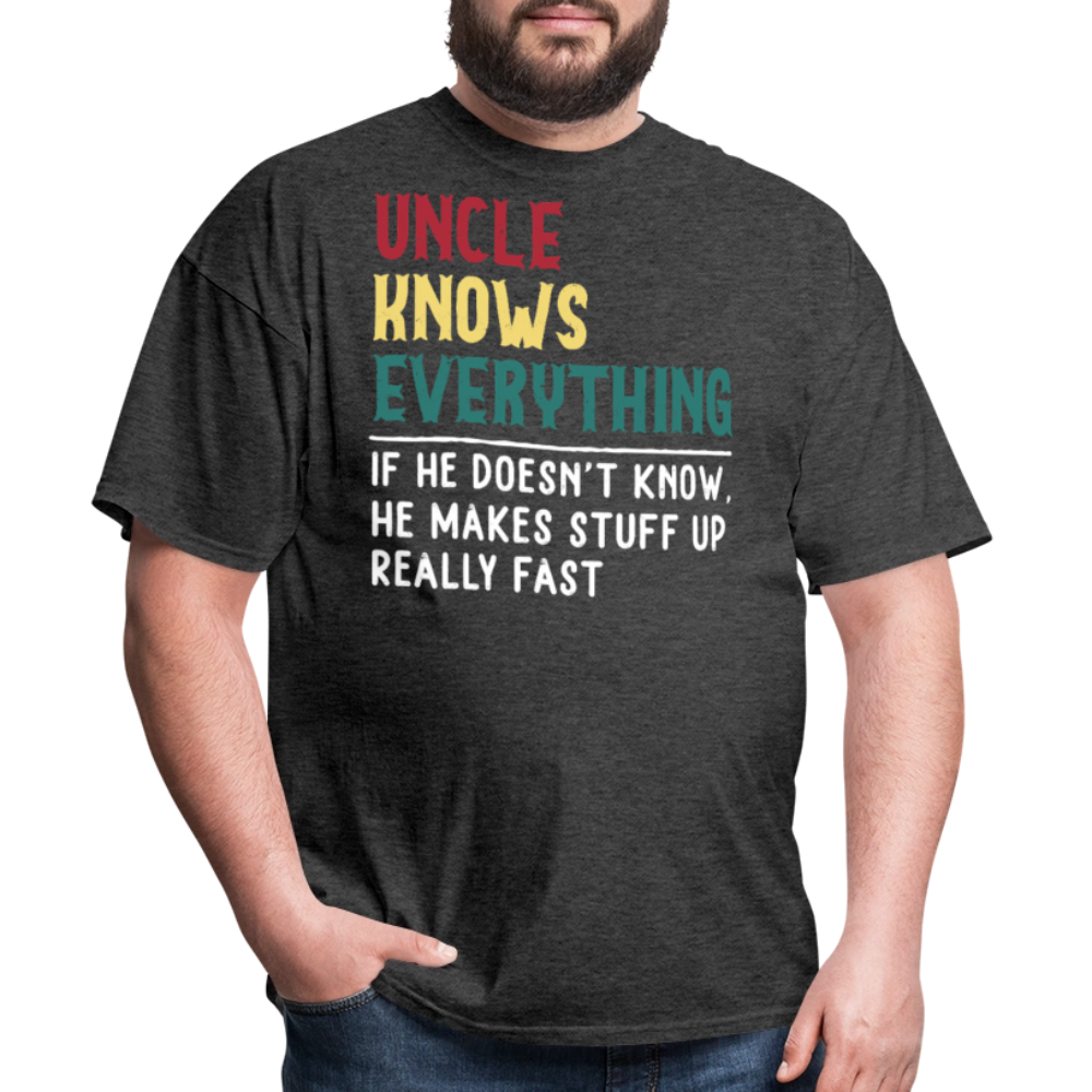 Uncle Knows Everything Funny Family Reunion T-shirt - heather black