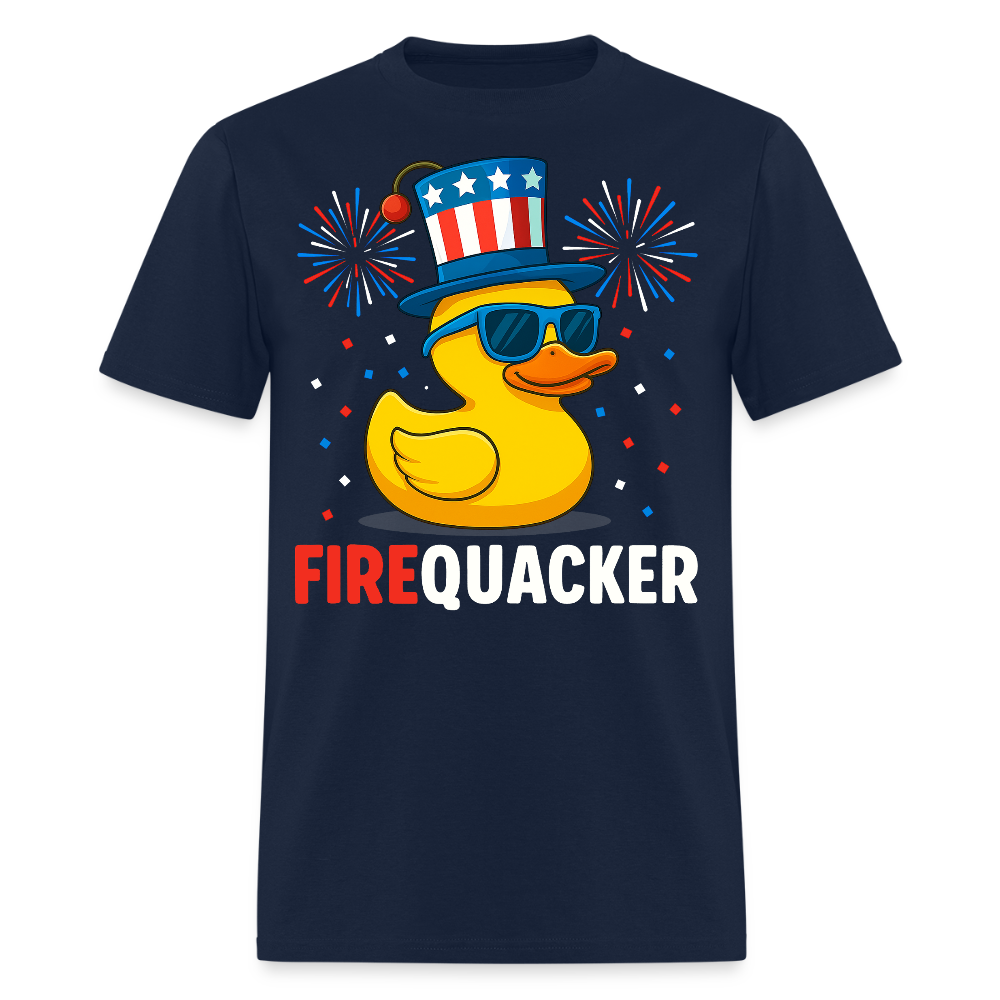 Funny Duck 4th Of July FireQuacker Patriotic T-Shirt - navy