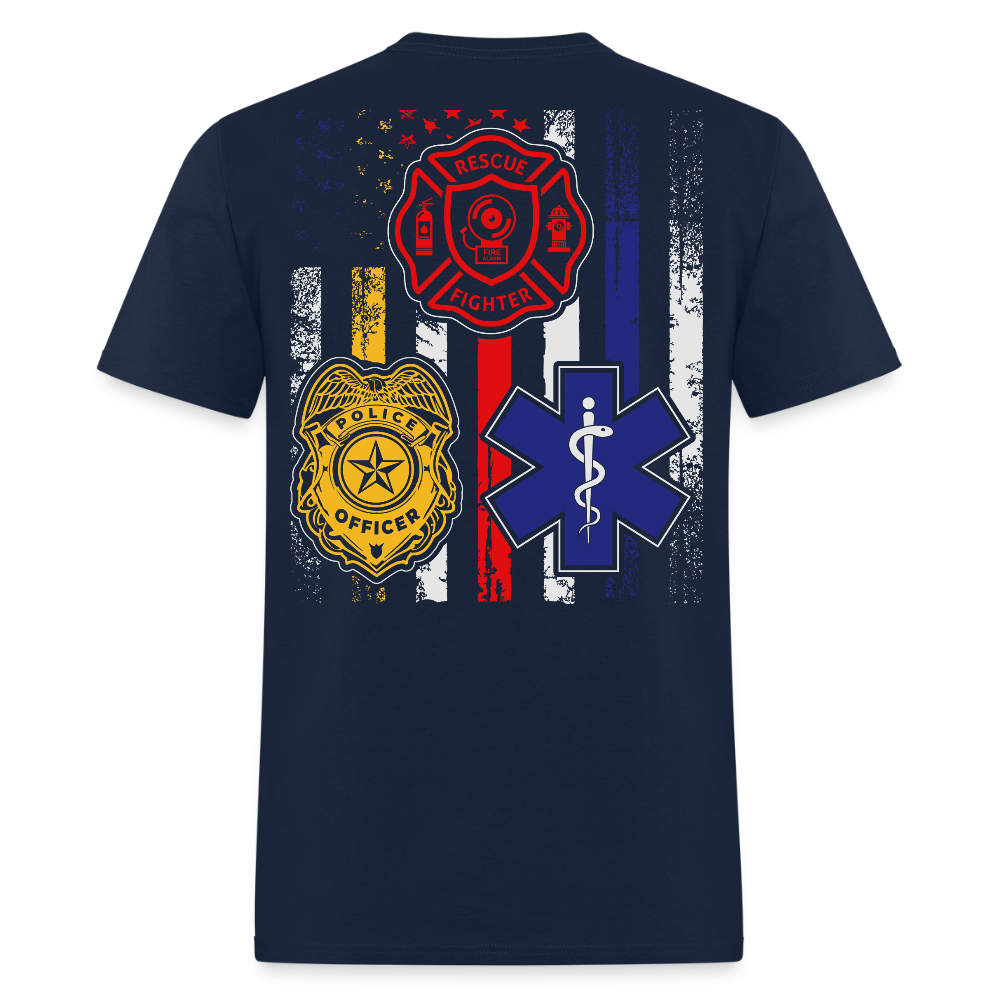 First Responders Heroe Nurse Police Firefighter T-Shirt - navy