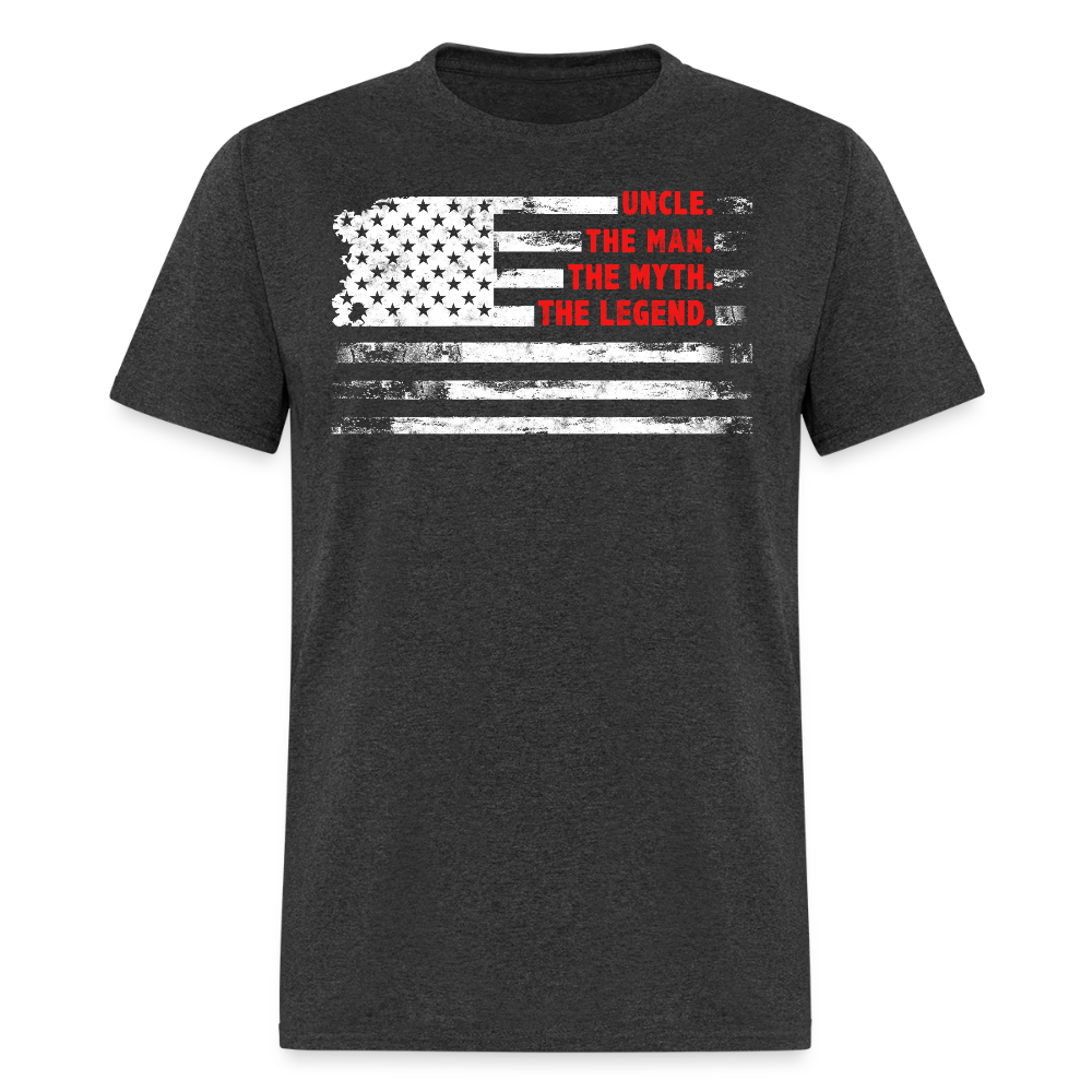 Uncle The Man The Myth The Legend USA Flag T-shirt - heather black