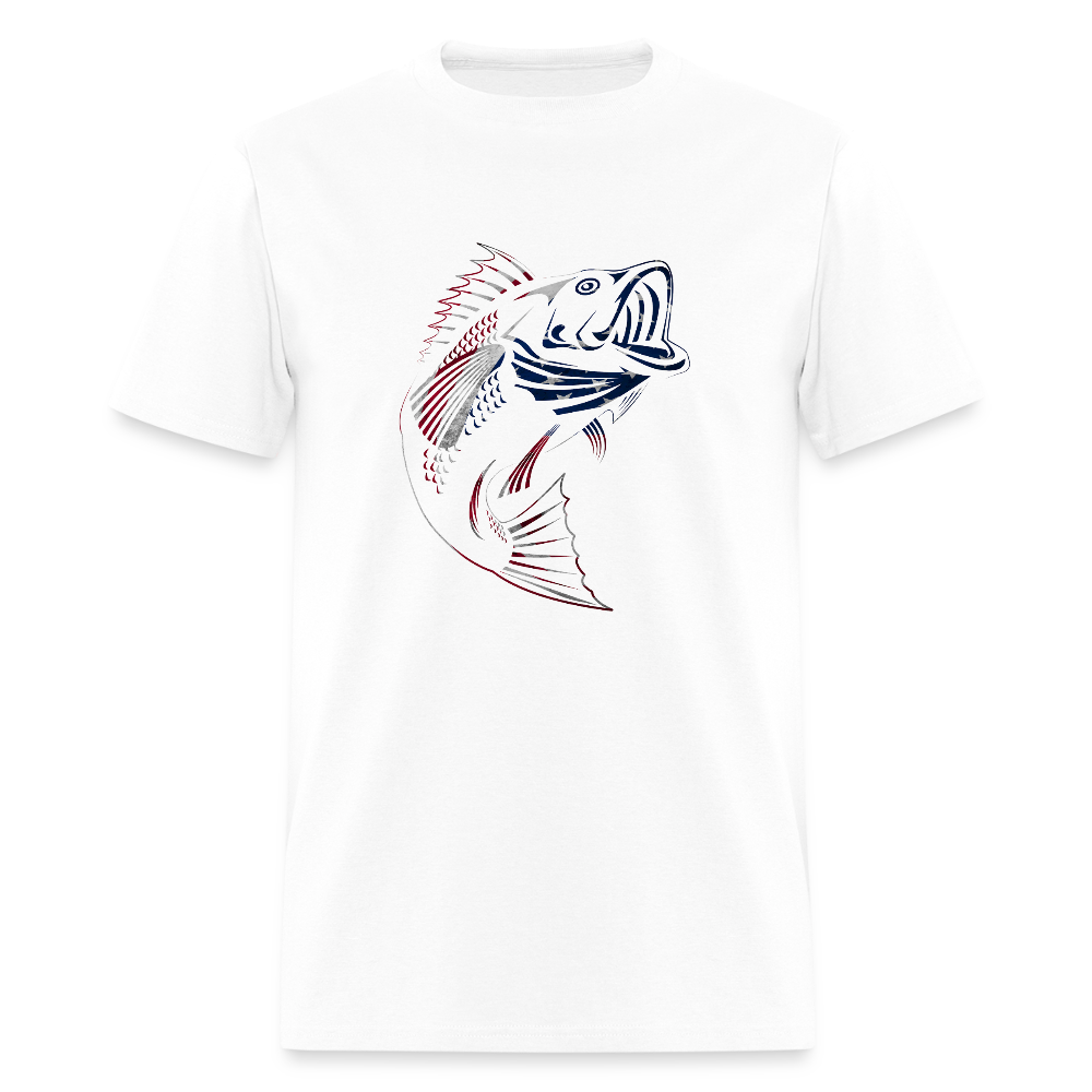 Patriotic Bass Fishing Graphic T-Shirt - white
