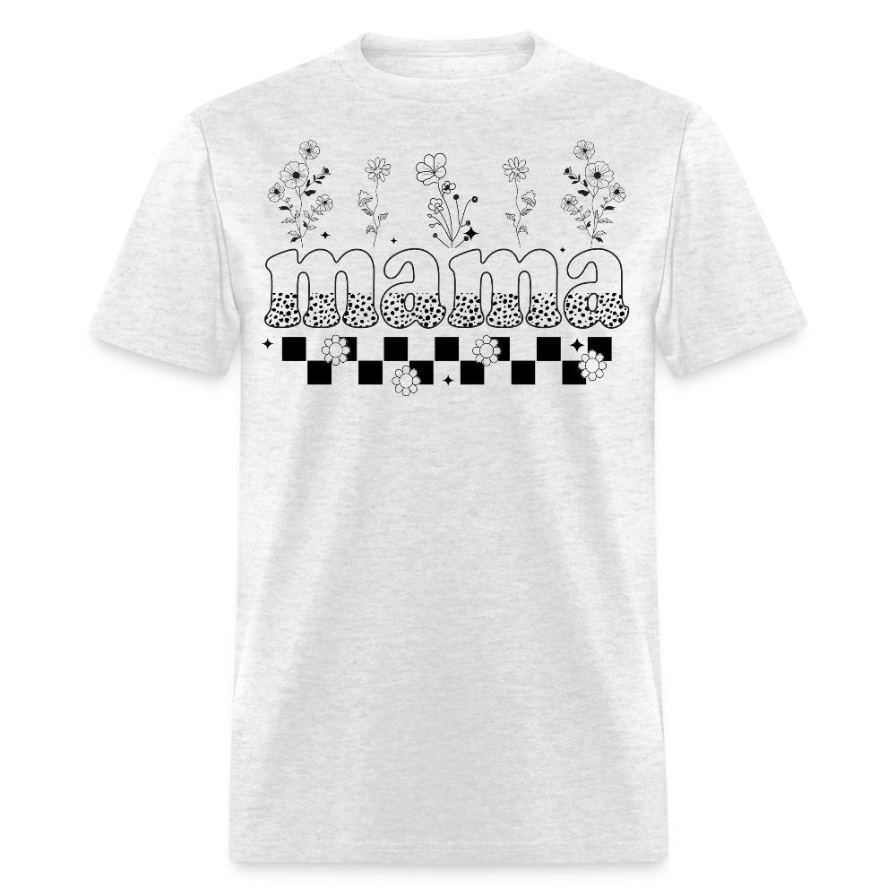 Retro Floral Mama T-shirt - light heather gray