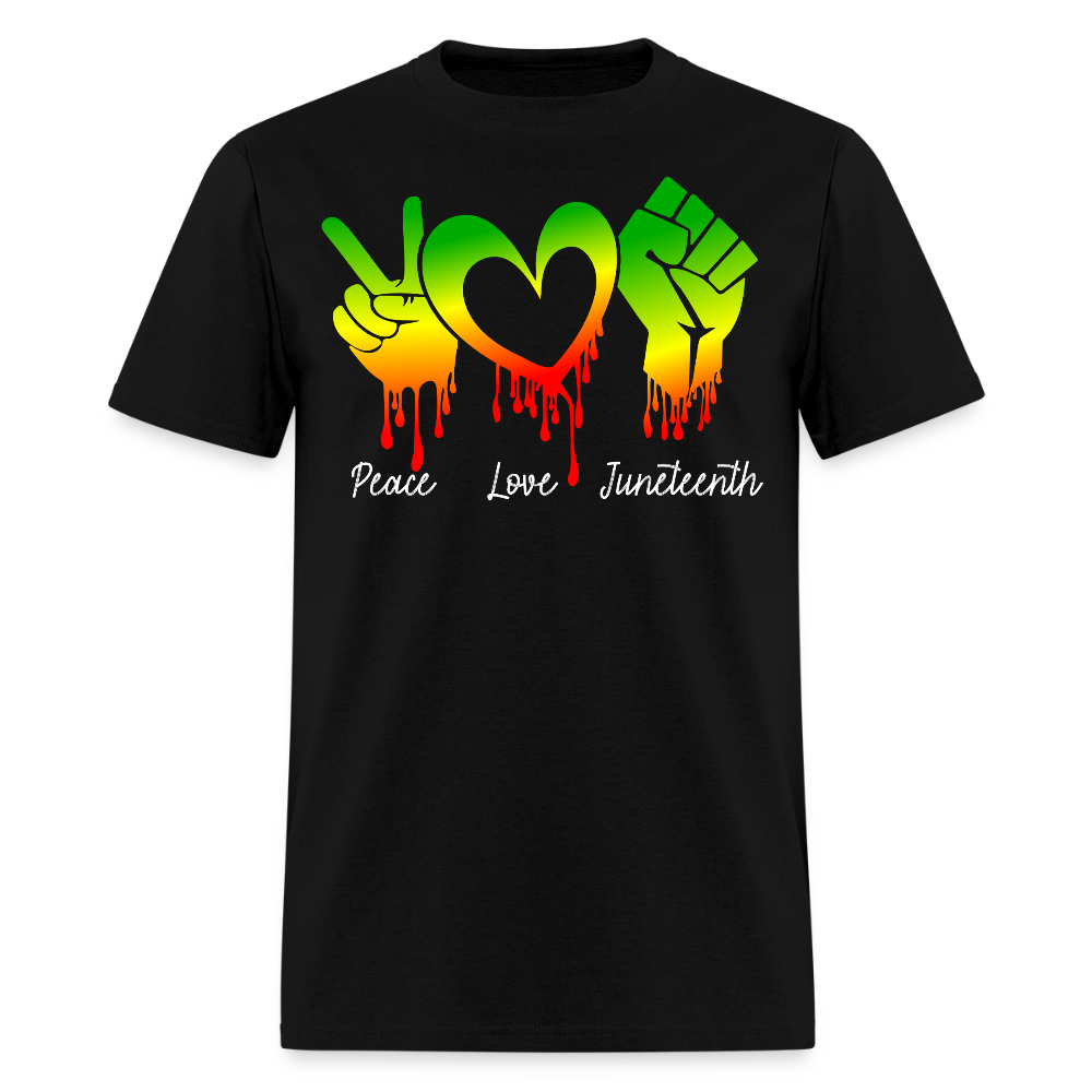 Juneteenth Peace Love Pan African Color T-Shirt - black