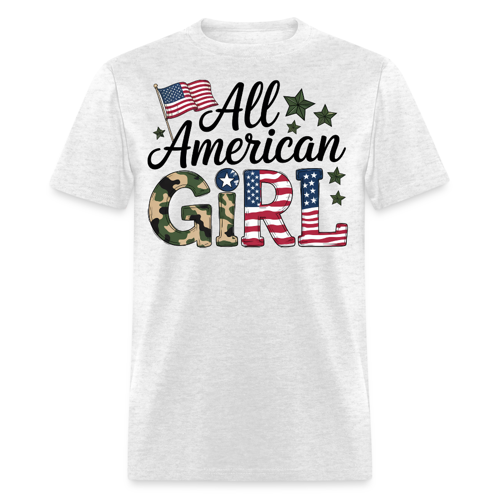 All American Girl Military Patriotic T-Shirt - light heather gray