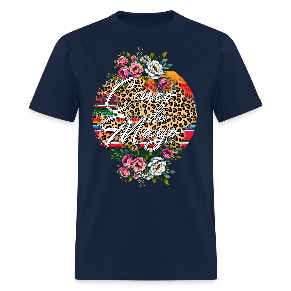 Cinco De Mayo Leopard Print Shirt Colorful Mexican Theme Women’s T-shirt - navy