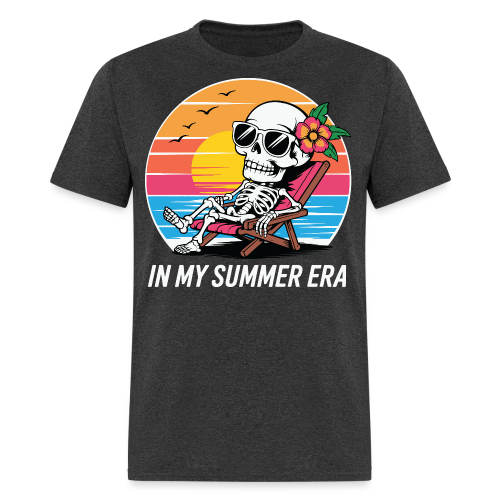 In My Summer Era Retro Beach Skeleton T-shirt - heather black