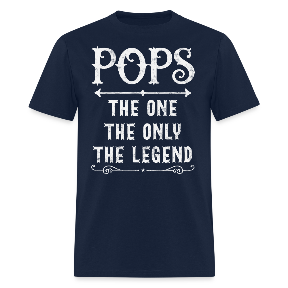 Pops The One The Only The Legend Grandpa T-Shirt - navy