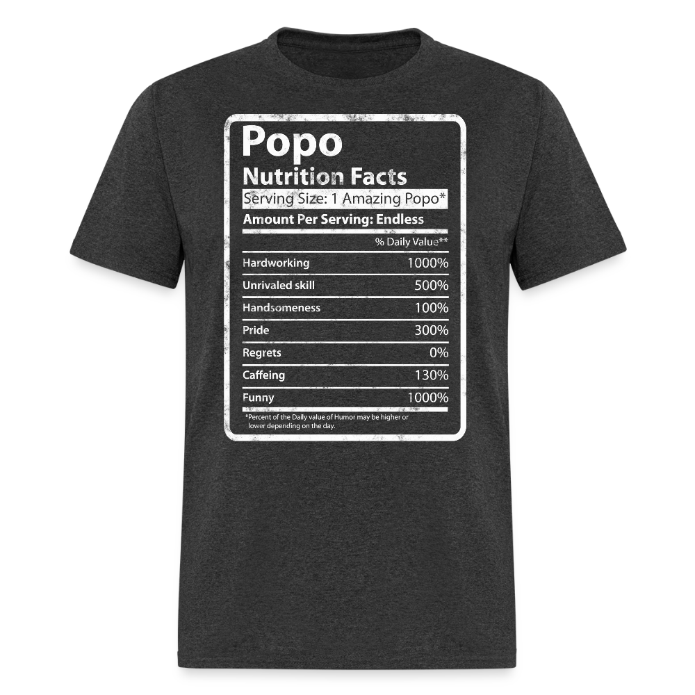 Funny Popo Nutrition Facts Grandparent T-shirt - heather black