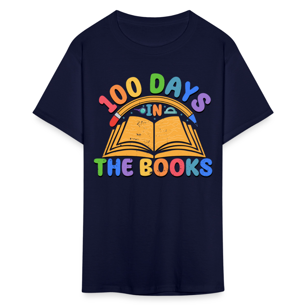 100 Days In The Books Reading Celebration Unisex T-shirt - navy