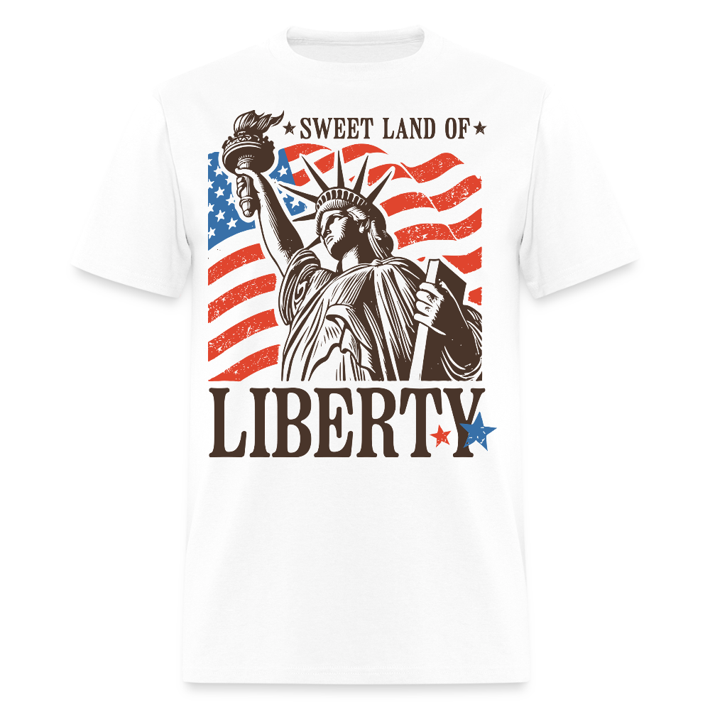 Sweet Land Of Liberty Fourth Of July Patriotic T-Shirt - white