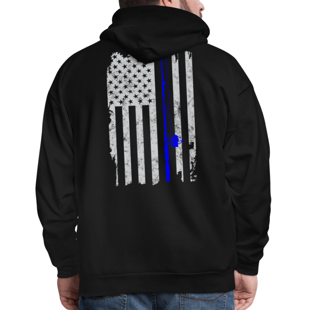 Thin Blue Line Patriotic Fishing Hoodie - black