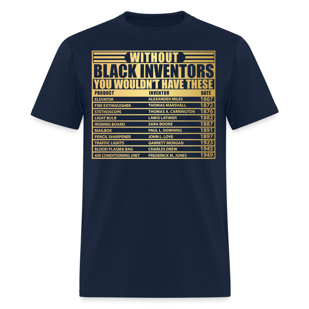 Black Inventors Educational Black History T-Shirt - navy