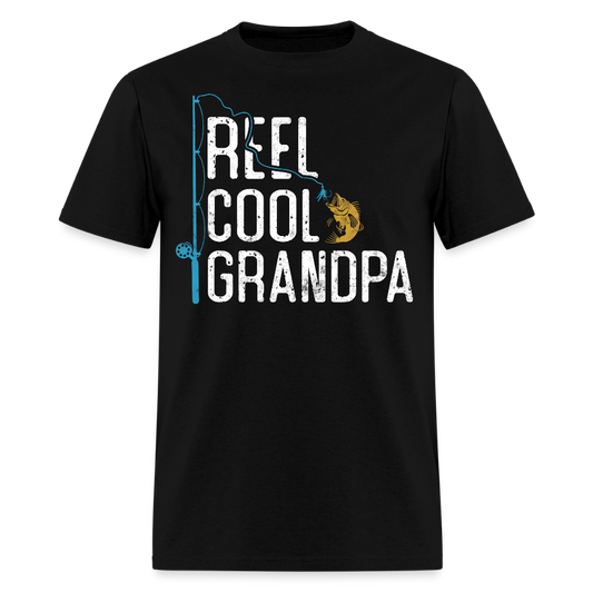 Reel Cool Grandpa Tee Grandpa Birthday Fishing T-shirt - black