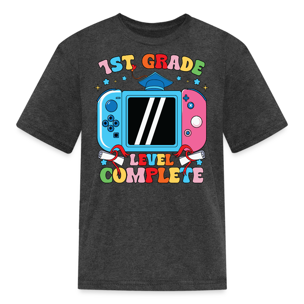 First Grade Level Complete Graduation Gaming T-Shirt - heather black