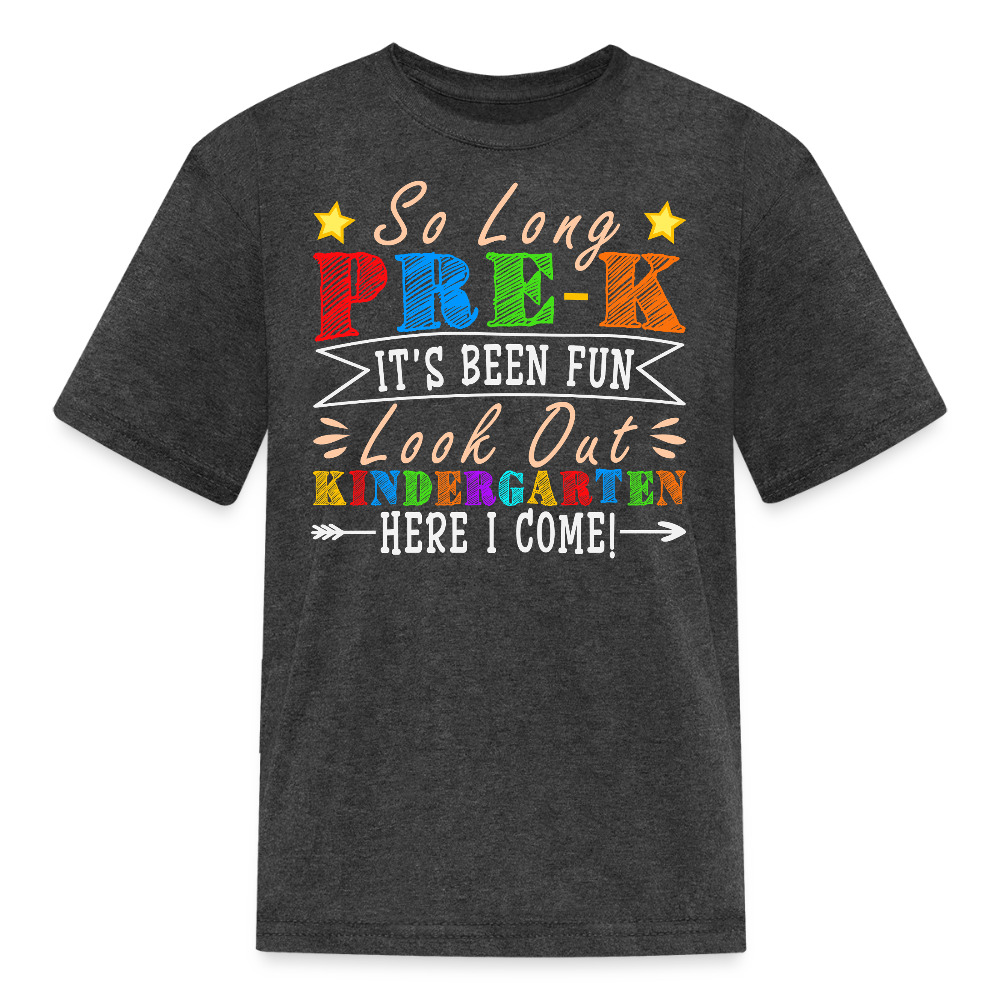 So Long Pre K Hello Kindergarten T-Shirt - heather black