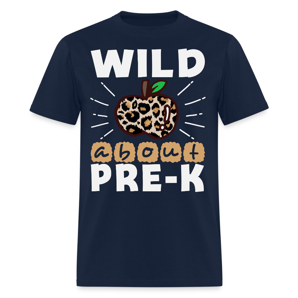 Wild About Pre-K Leopard Print T-Shirt - navy