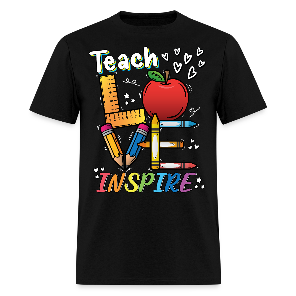 Teacher Love Inspire Back To School T-Shirt - black
