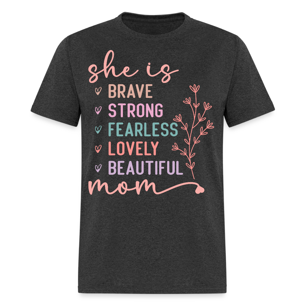Brave Strong Fearless Mom T-shirt - heather black