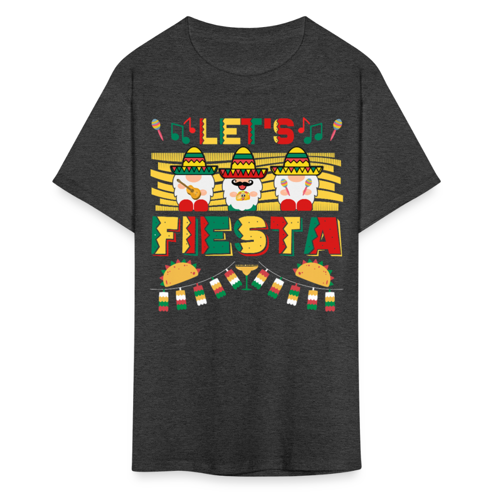 Cute Gnome Mexican Festival Tee Let’s Fiesta Mexican Party T-shirt - heather black
