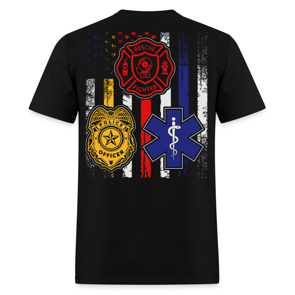 First Responders Heroe Nurse Police Firefighter T-Shirt - black