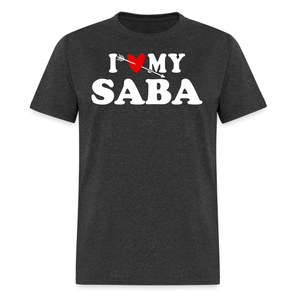 I Love My Saba Jewish Grandfather Gift T-shirt - heather black